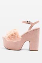 Topshop Lash Two Part Faux Fur Sandals