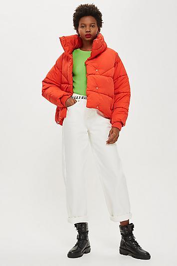 Topshop Red Wrap Puffer Jacket