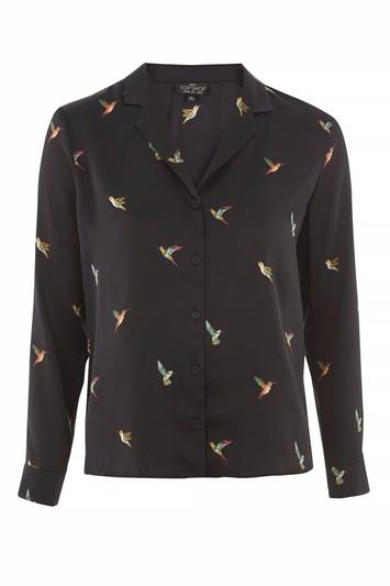 Topshop Petite Hummingbird Print Pyjama Shirt