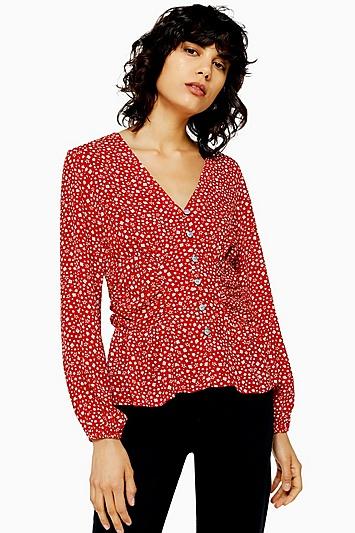 Topshop Long Sleeved Side Ruched Blouse