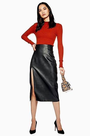 Topshop Leather Look Pencil Skirt