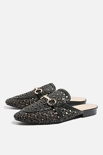 Topshop Woven Mule Loafers