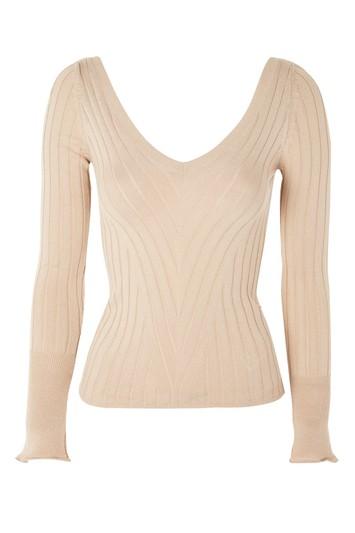 Topshop Wide V-neck Ribbed Top