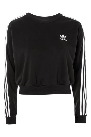 Topshop 3 Stripe Cropped Sweatshirt By Adidas Originals