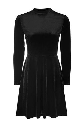 Topshop Velvet High Neck Skater Dress