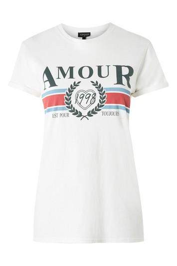 Topshop Petite 'amour' Slogan T-shirt