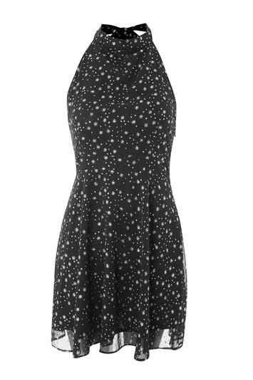 Topshop Tall Glitter Halter Dress