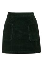 Topshop Patch Pocket Cord A-line Skirt