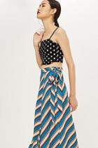 Topshop Neon Stripe Midi Skirt