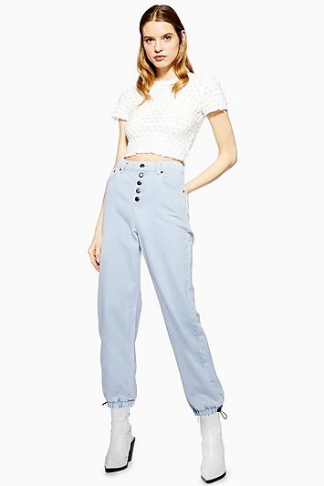 Topshop Bleach Drawstring Balloon Jeans