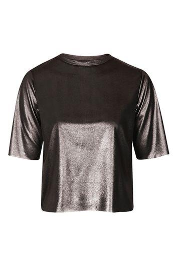 Topshop Metallic Short Sleeve Tee
