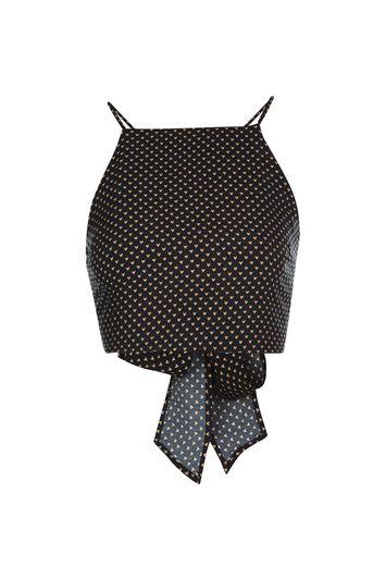 Topshop *printed Hearts Tie Back Top By Glamorous