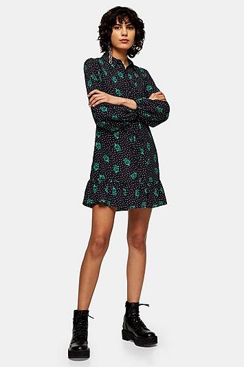 Topshop Rose And Spot Mini Dress