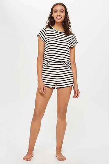 Topshop Striped Jersey T-shirt And Short Set