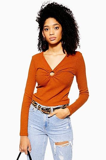 Topshop Tall Hoop Long Sleeve Top