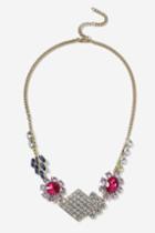 Topshop Rhinestone Flower Collar Necklace