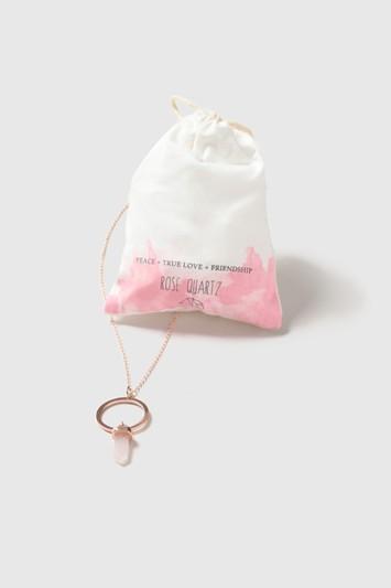 Topshop Rose Quatz Stone Ring Necklace