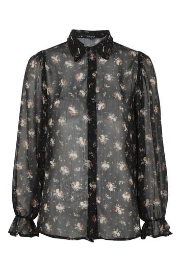 Topshop Beaded Collar Ditsy Shirt