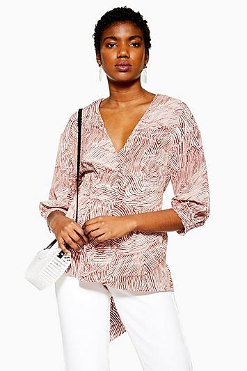 Topshop Zebra Plunge Blouse