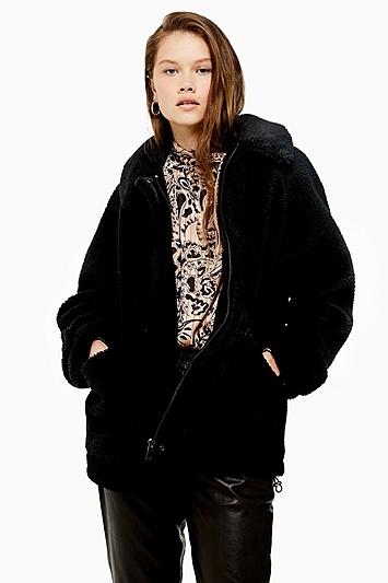 Topshop Black Borg Zip Up Jacket