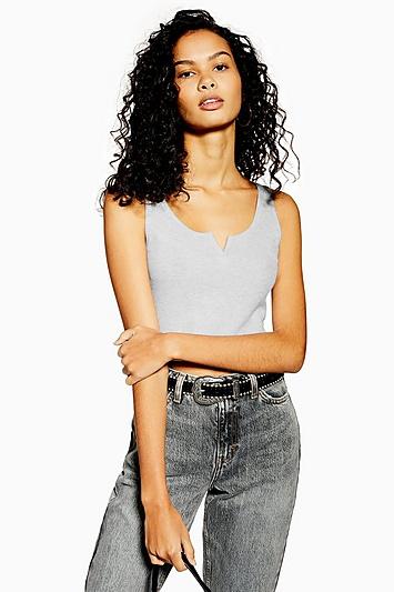 Topshop Grey Waffle Notch Tank