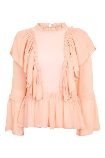 Topshop Georgette Ruffle Blouse