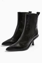 Topshop Madrid Leather Black Chelsea Boots