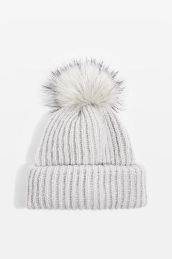 Topshop Tip Faux Fur Bom Beanie Hat