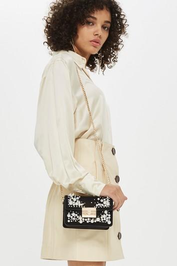 Topshop Ozara Pearl And Diamante Cross Body Bag