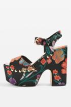 Topshop Lourdes Embroidered Platform Heeled Sandals