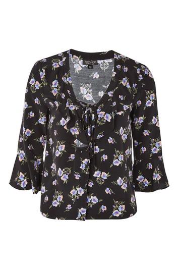 Topshop Floral Lattice Blouse