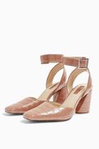 Topshop Gaze Pink Block Ankle Strap Heels