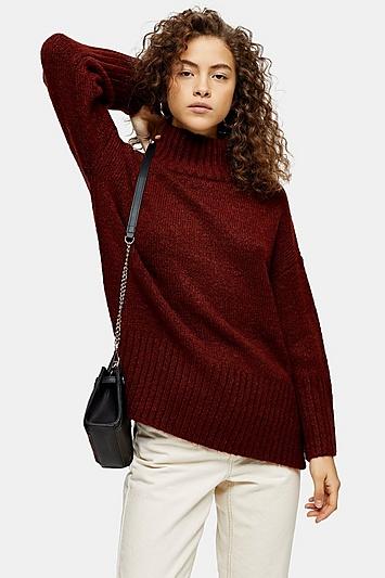 Topshop Petite Deep Funnel Neck Jumper