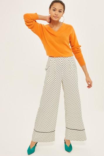 Topshop Spot Print Wide Leg Pants
