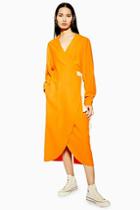 Topshop *orange Wrap Dress By Boutique