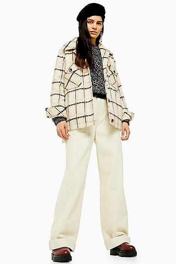 Topshop Tall Cream Check Jacket