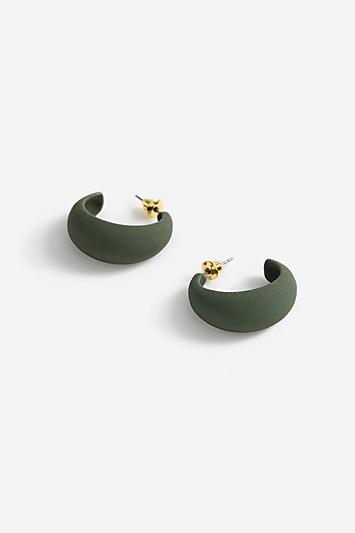 Topshop *khaki Smooth Hoop Earrings