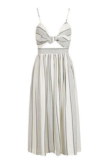 Topshop Rope Stripe Bow Midi Dress