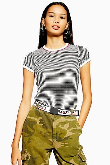Topshop Stripe Piping T-shirt