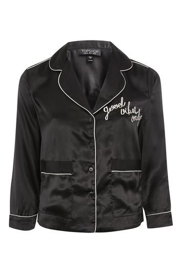 Topshop 'vibes' Satin Pyjama Shirt