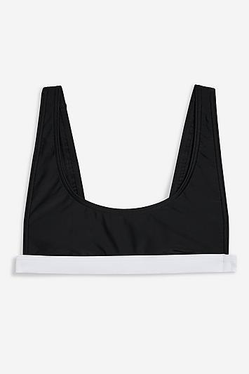 Topshop Colour Block Crop Bikini Top