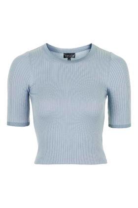 Topshop Half Sleeve Cropped Knit Tee