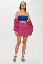 Topshop Pink Corduroy Zip-up Skirt