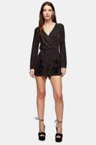 Topshop Black And Gold Glitter Stripe Playsuit