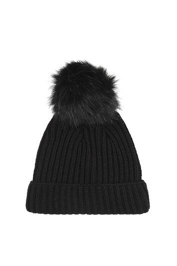 Topshop Black Tonal Pom Beanie Hat