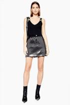 Topshop Sparkle Front Denim Skirt
