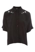 Topshop Petite Space Embroidered Shirt