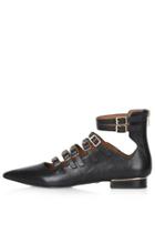 Topshop Kappacino Leather Buckle Shoe