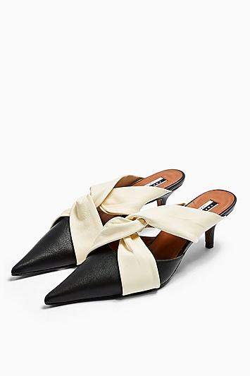 Topshop Jude Leather Black Knot Mules