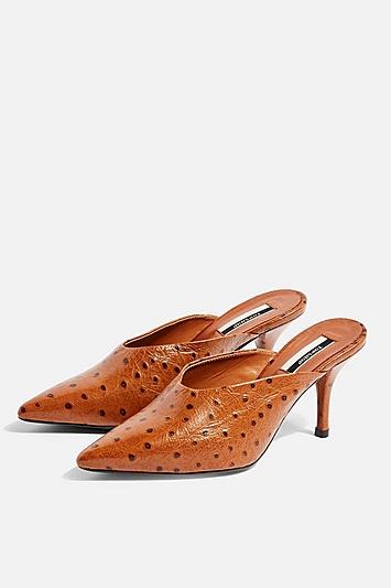 Topshop Jackson Tan Mid Mules